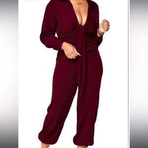 Elegant Burgundy Jumpsuit